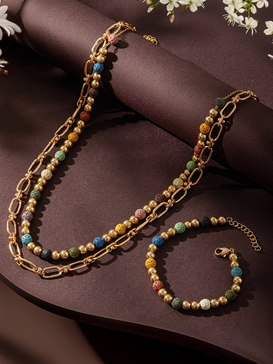 Jazz and Sizzle Gold-Plated Beaded Layered Jewellery Set