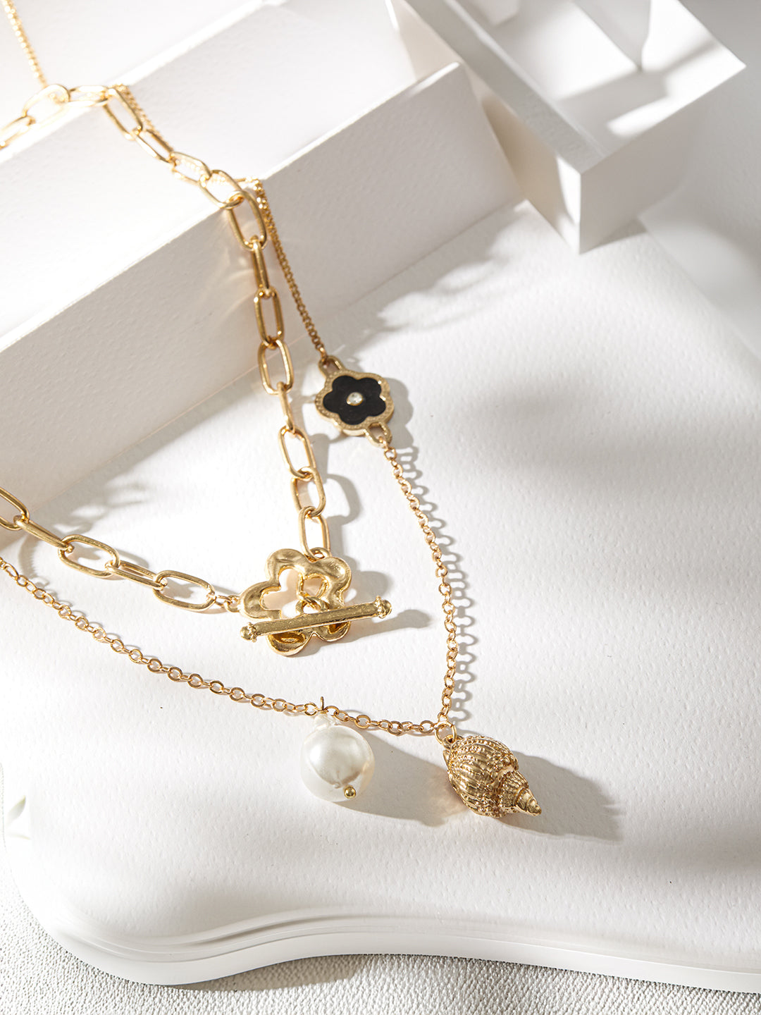 Jazz and Sizzle Gold-Plated & Floral Charm Necklace