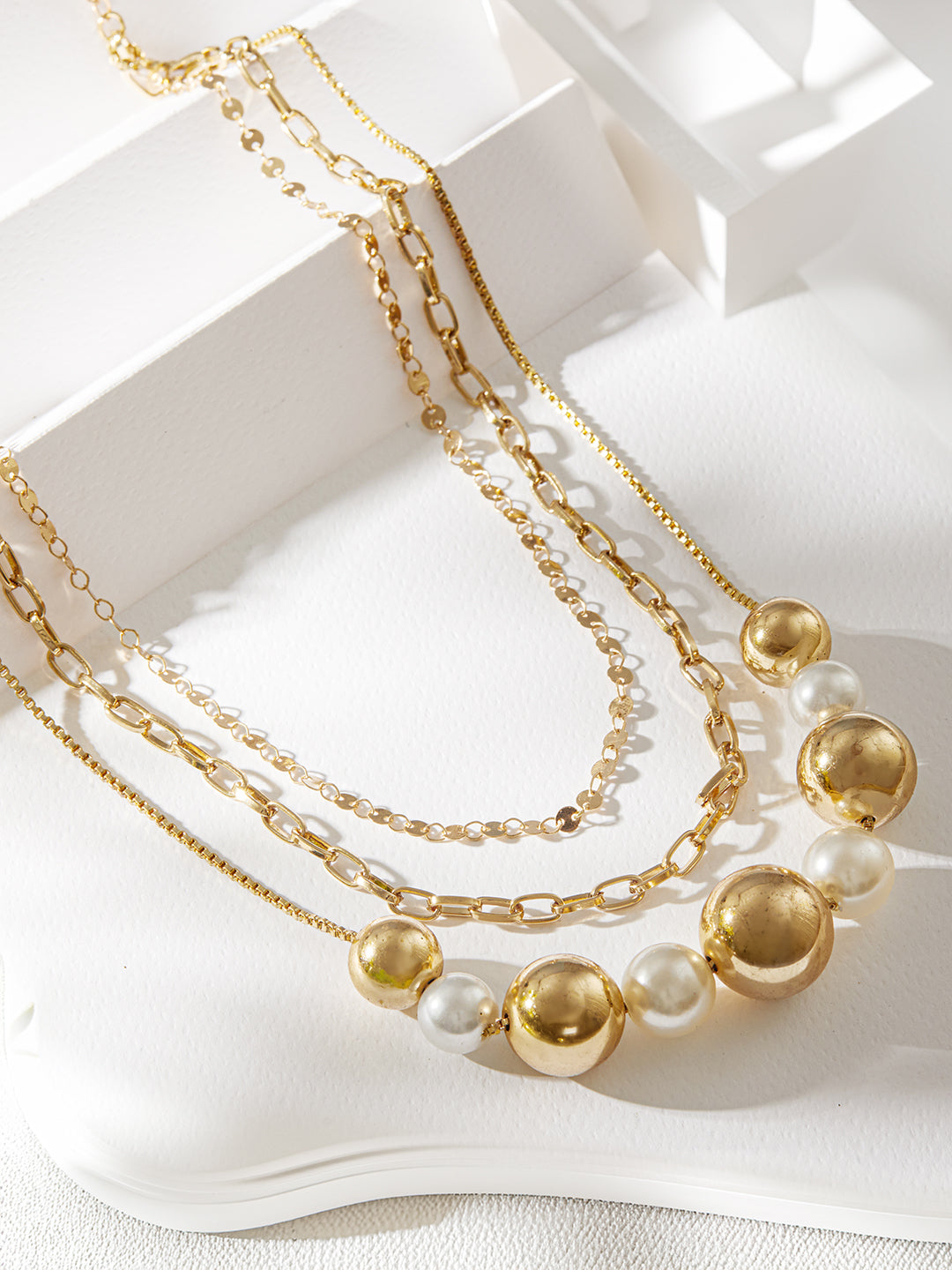 Jazz And Sizzle Gold-Plated Pearls Beaded Necklace & Chain