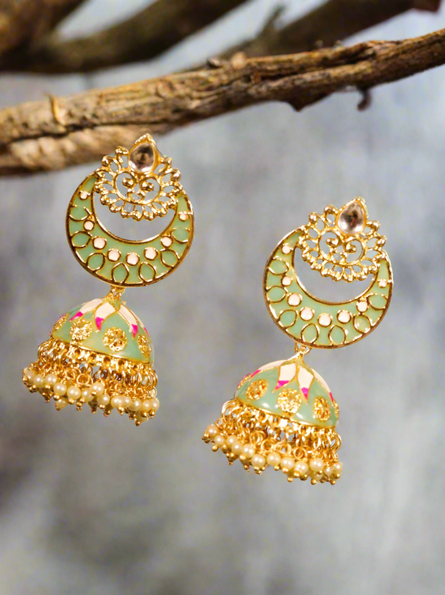 Jazz And Sizzle Gold Plated Crescent Shaped Jhumka Chandbali