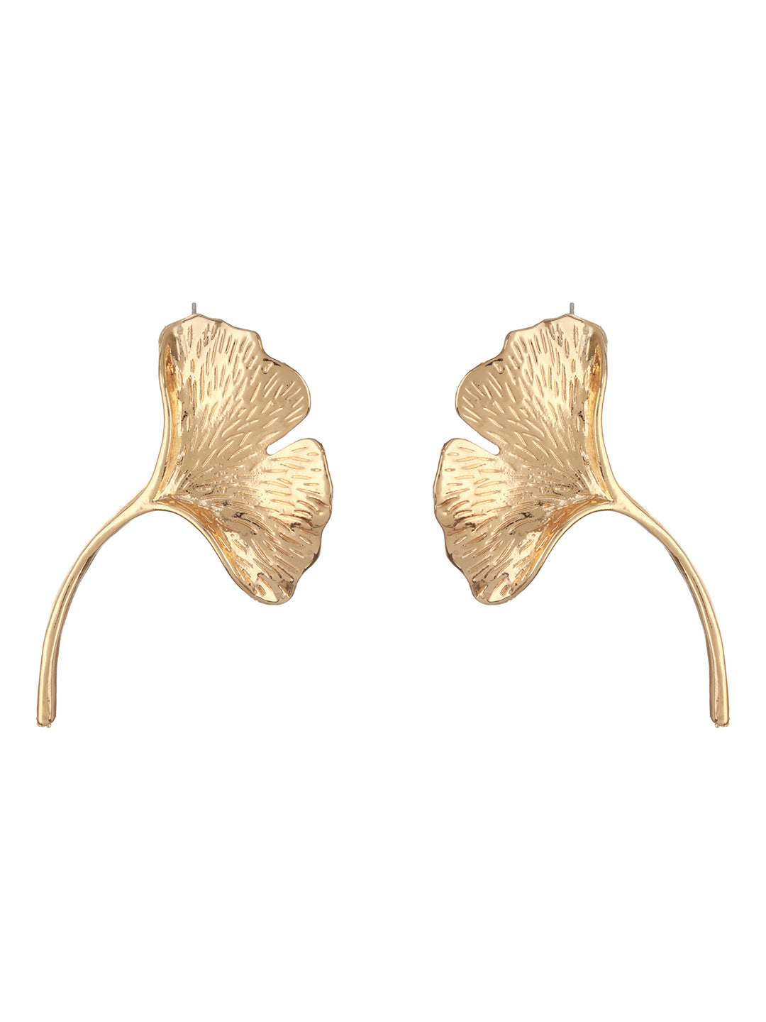 Gold-Plated Leaf Design Statement Studs Earrings for Women