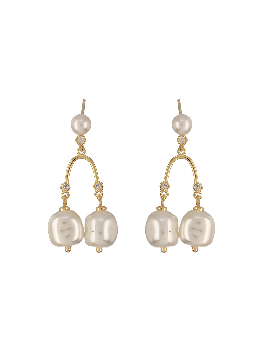 Gold-Plated Pearl Drop Earrings Set