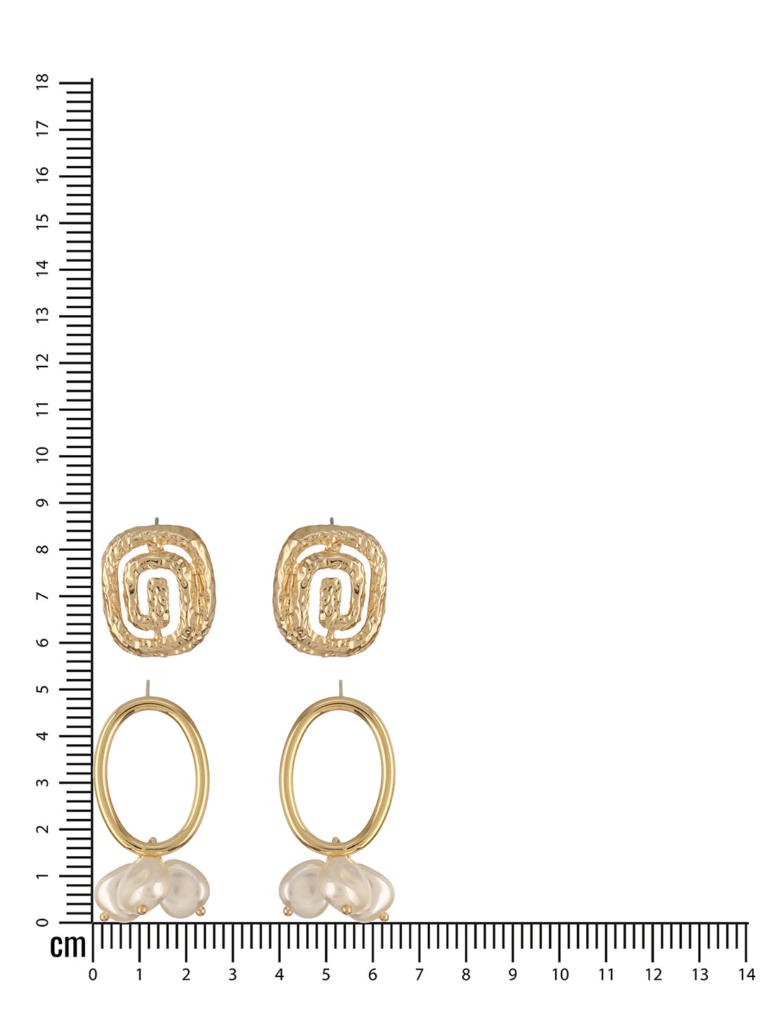 Set Of 2 Gold-Plated Contemporary Studs