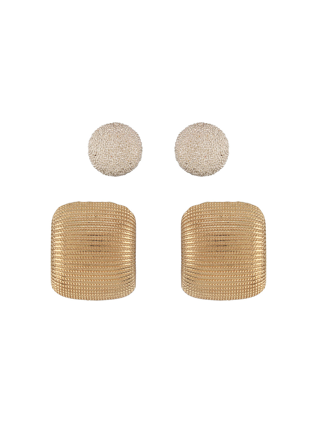 Jazz And Sizzle Set of 2 Gold & Silver-Plated Contemporary Studs Earrings for Girls