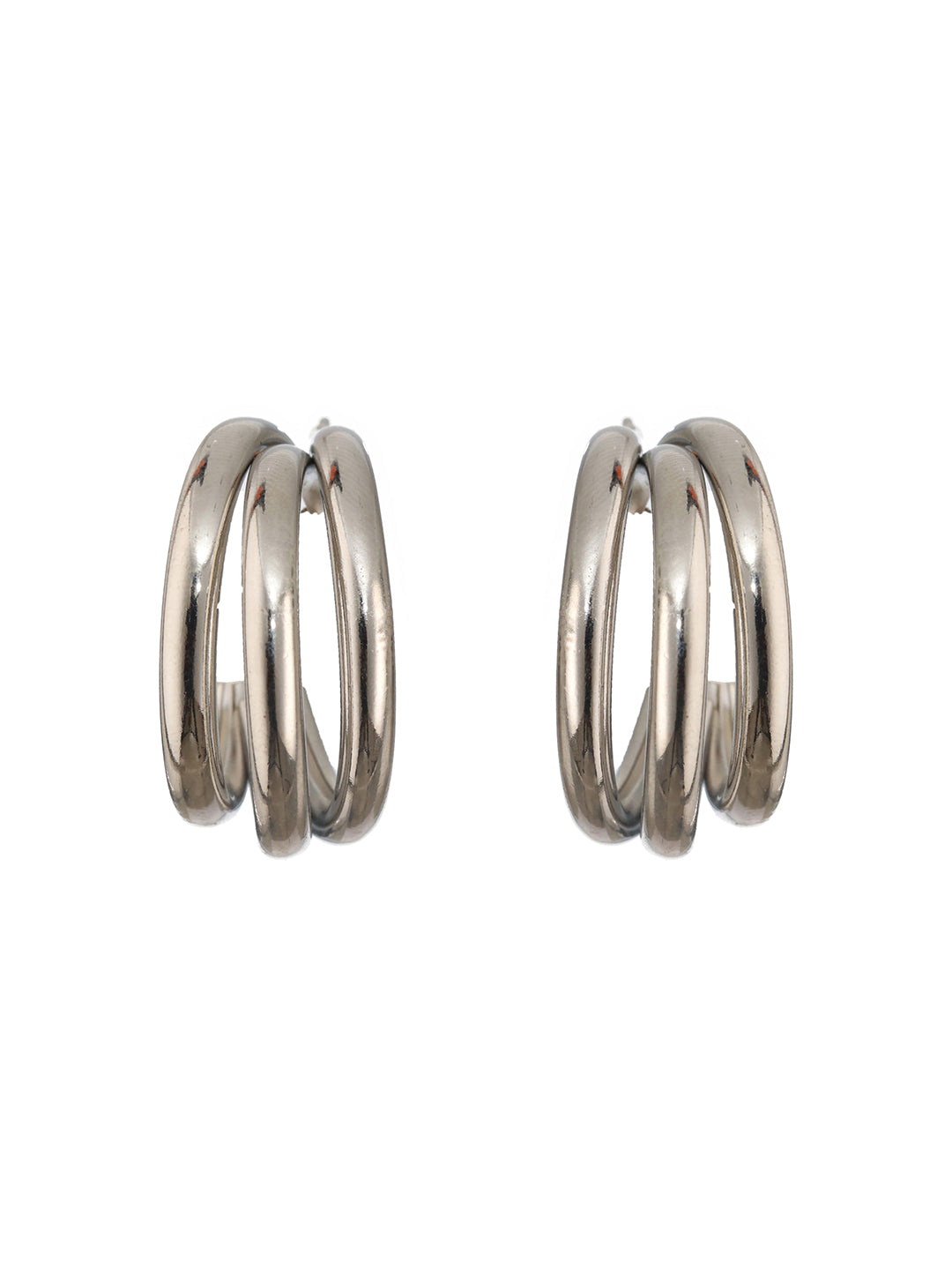 Jazz And Sizzle Set of 2 Silver Plated Circular Half Hoop Earrings