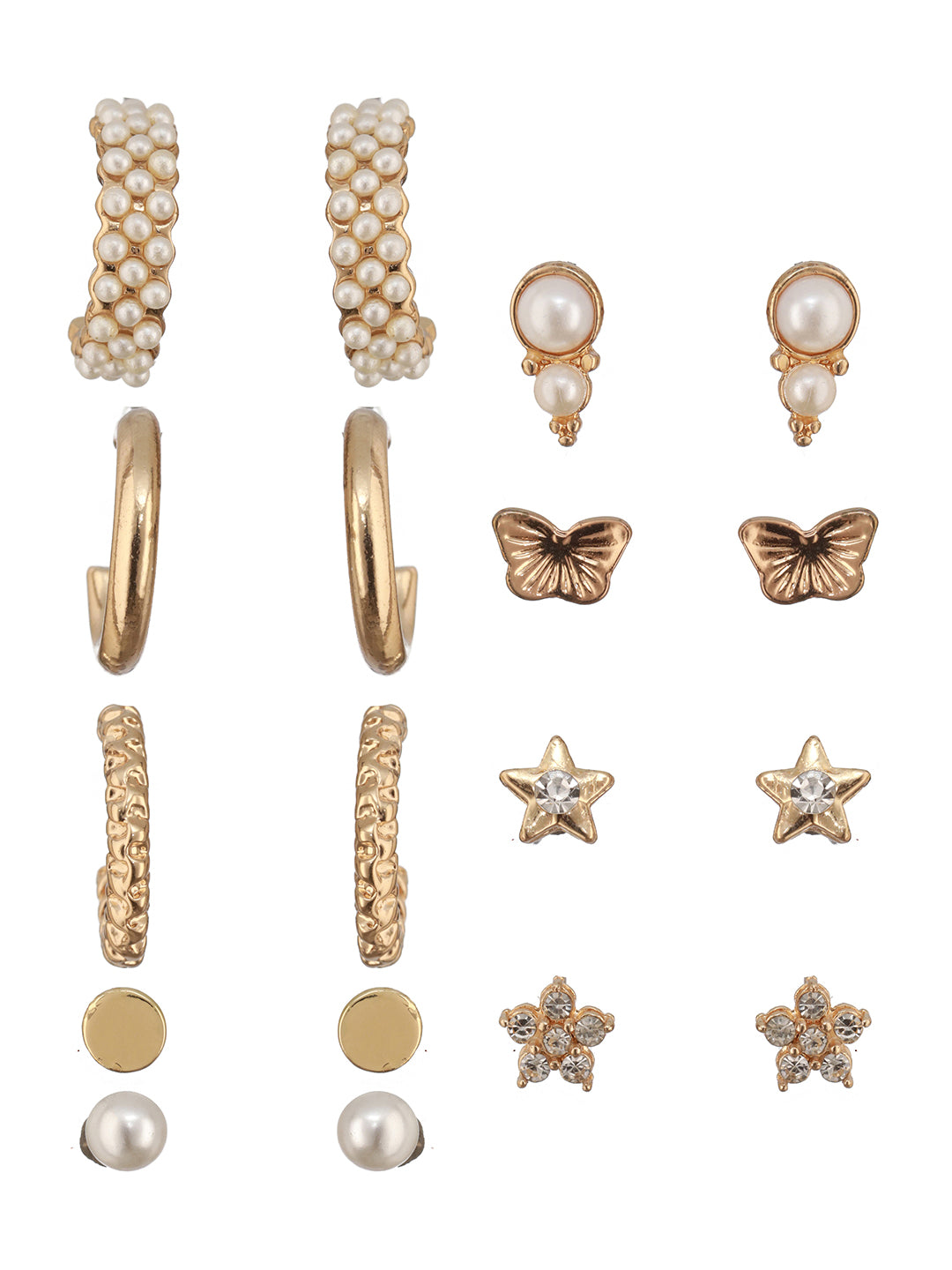 Jazz And Sizzle Set of 9 Gold Plated Contemporary Earrings