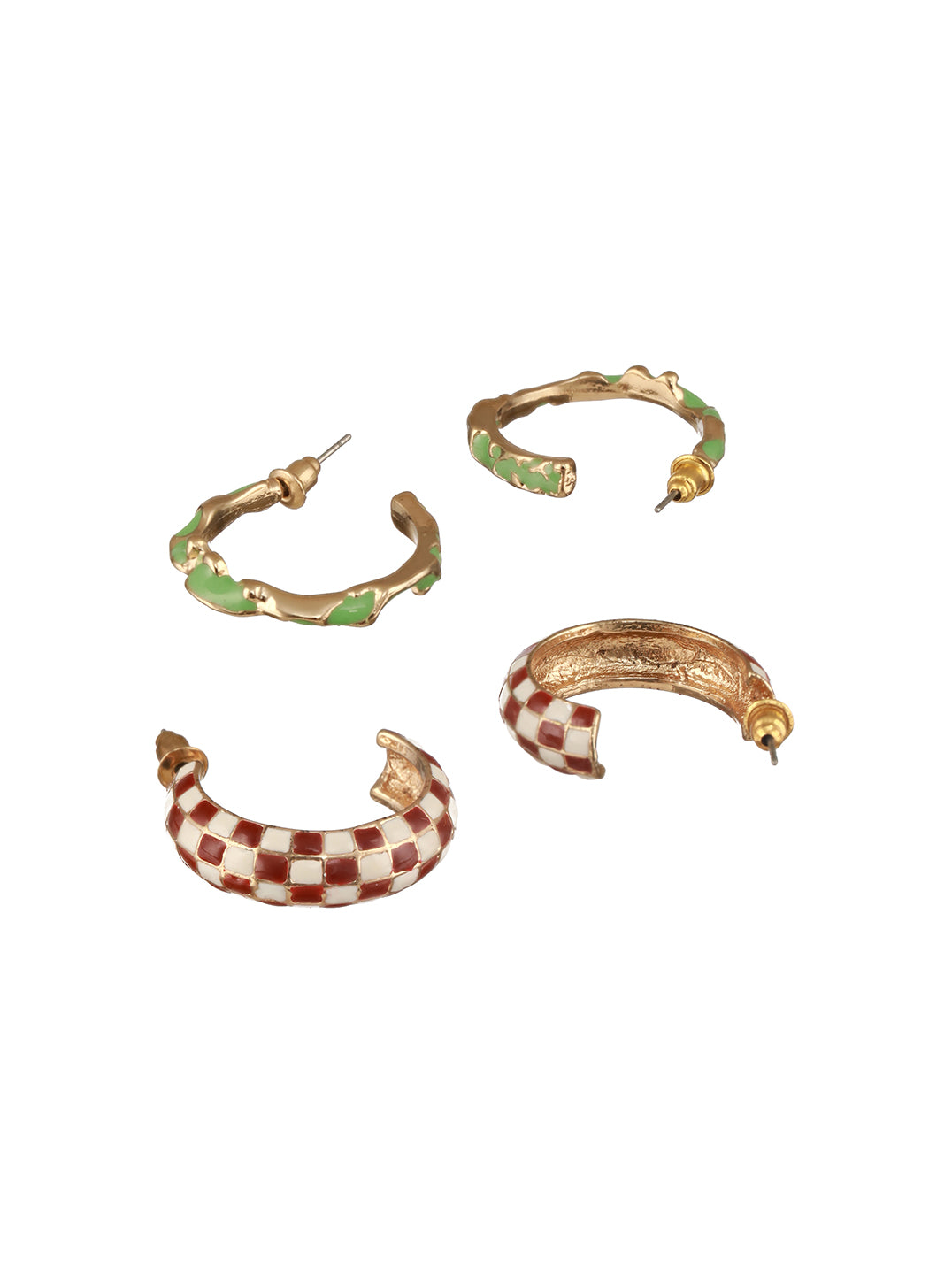 Jazz And Sizzle Set of 2 Textured Half Hoop Earrings