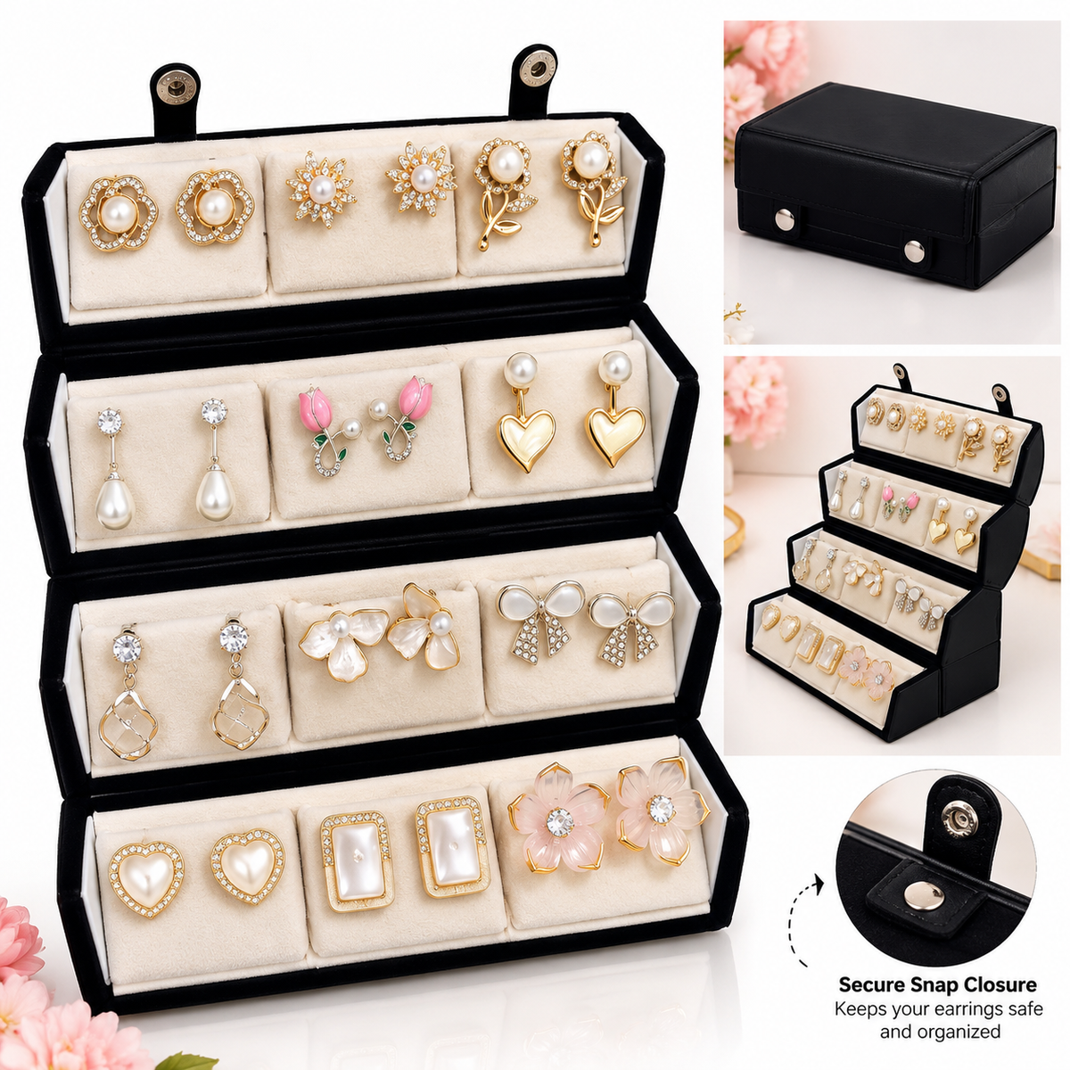 12 Pairs Assorted Fashion Earrings Combo with Foldable Jewellery Organizer Box |-WJ-JS26-ER0249