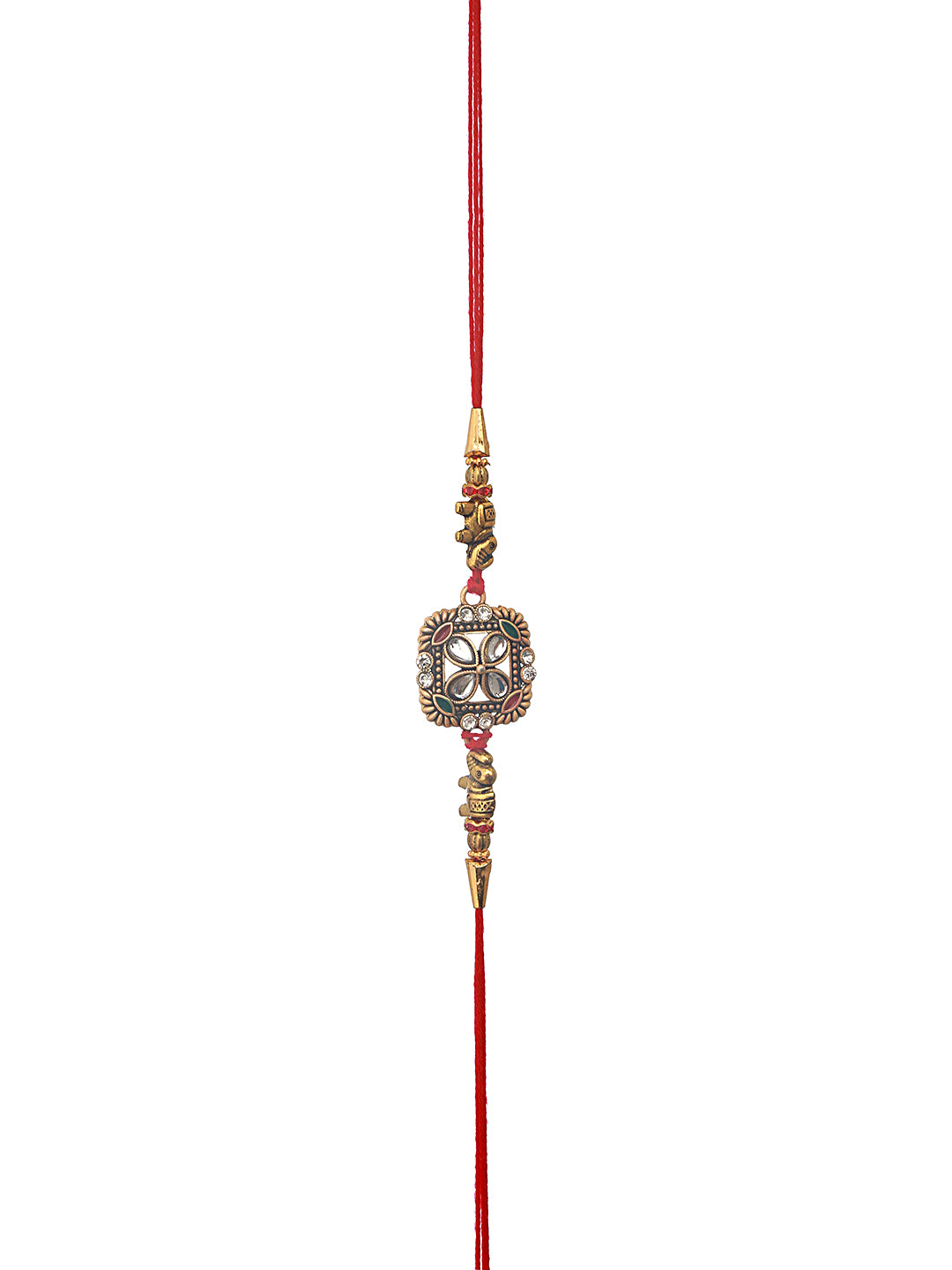 Jazz And Sizzle Set Of 2 Stone Embellished & Enameled Thread Rakhi With Roli Chawal