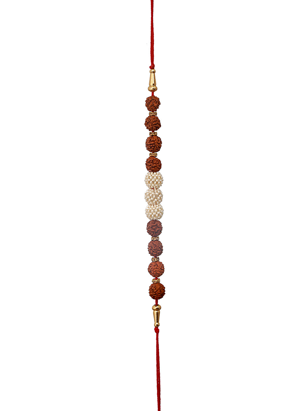 Set Of 4 Men Brown & Blue Rudraksh Beaded Spiritual Rakhi With Roli & Chawal
