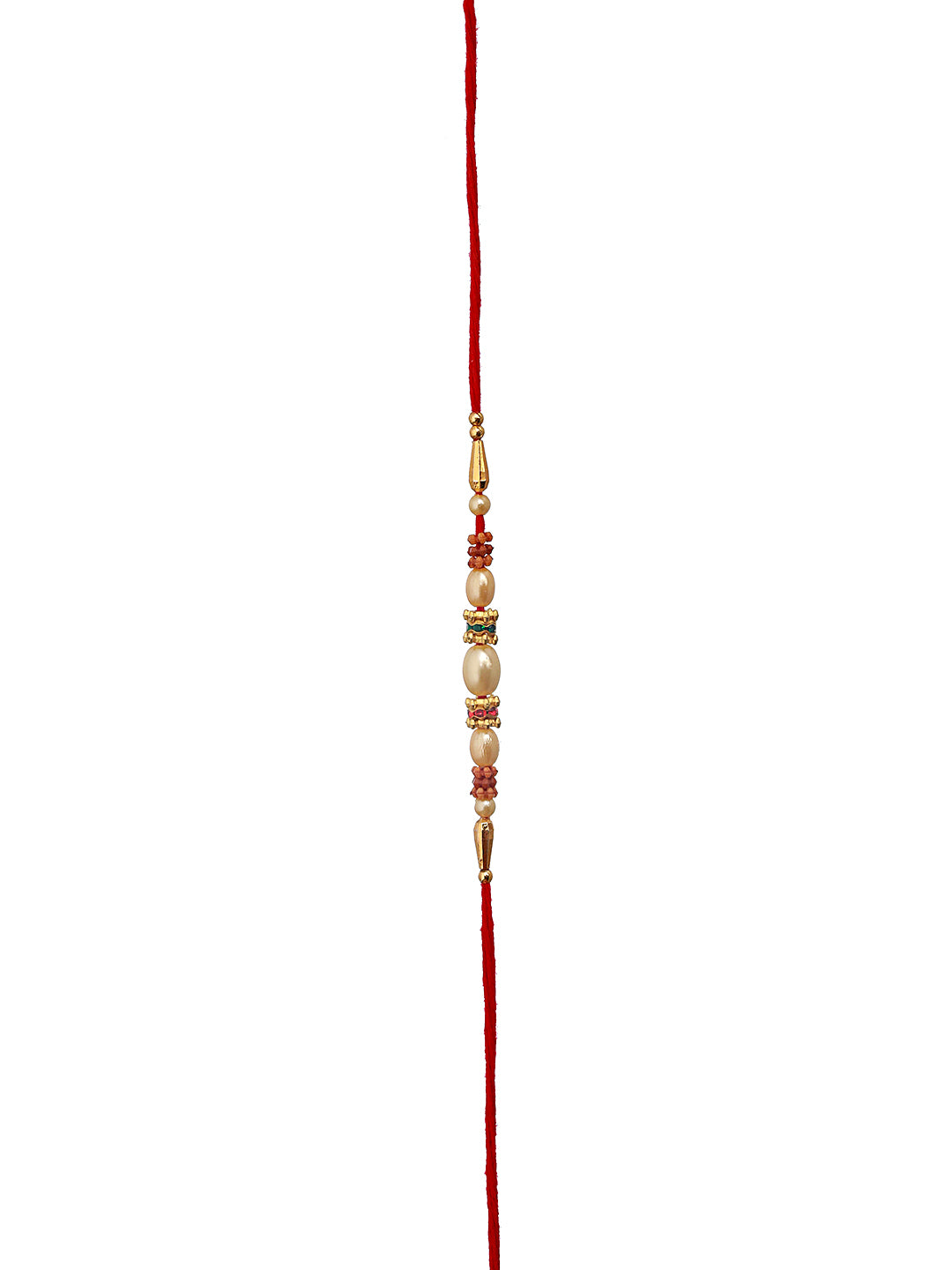 Jazz And Sizzle Set Of 2 Trishul Enameled & Faux Pearl Beaded Rakhi With Roli Chawal