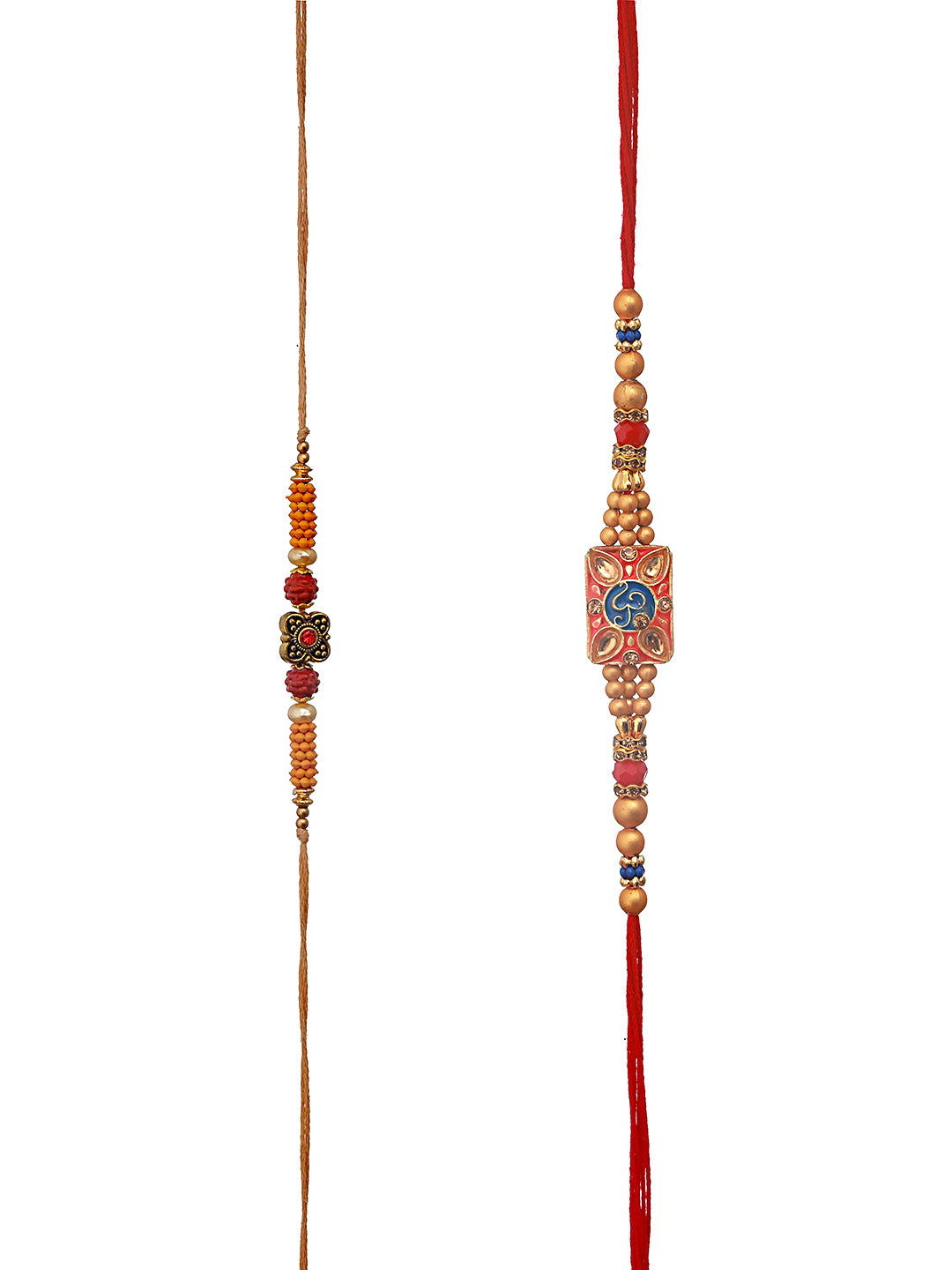 Jazz And Sizzle Set Of 2 Om & Rudraksh Spiritual Thread Rakhi With Roli Chawal