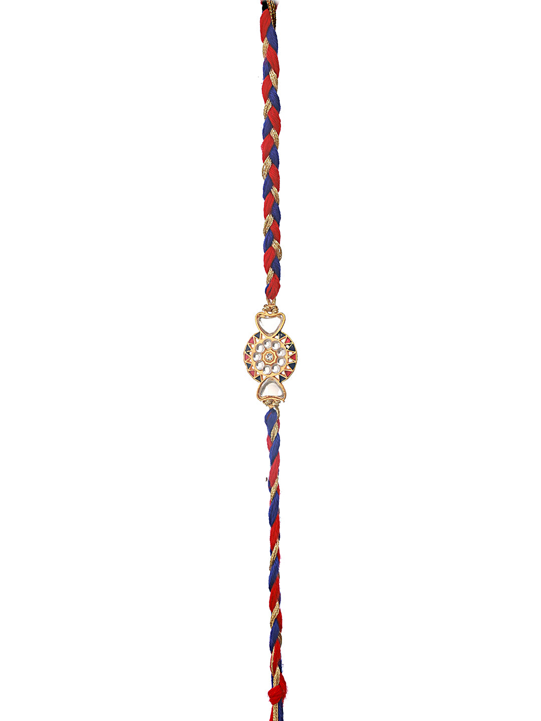 Jazz And Sizzle Set Of 2 Designer Floral Shaped And Meena Work Rakhi With Roli & Chawal