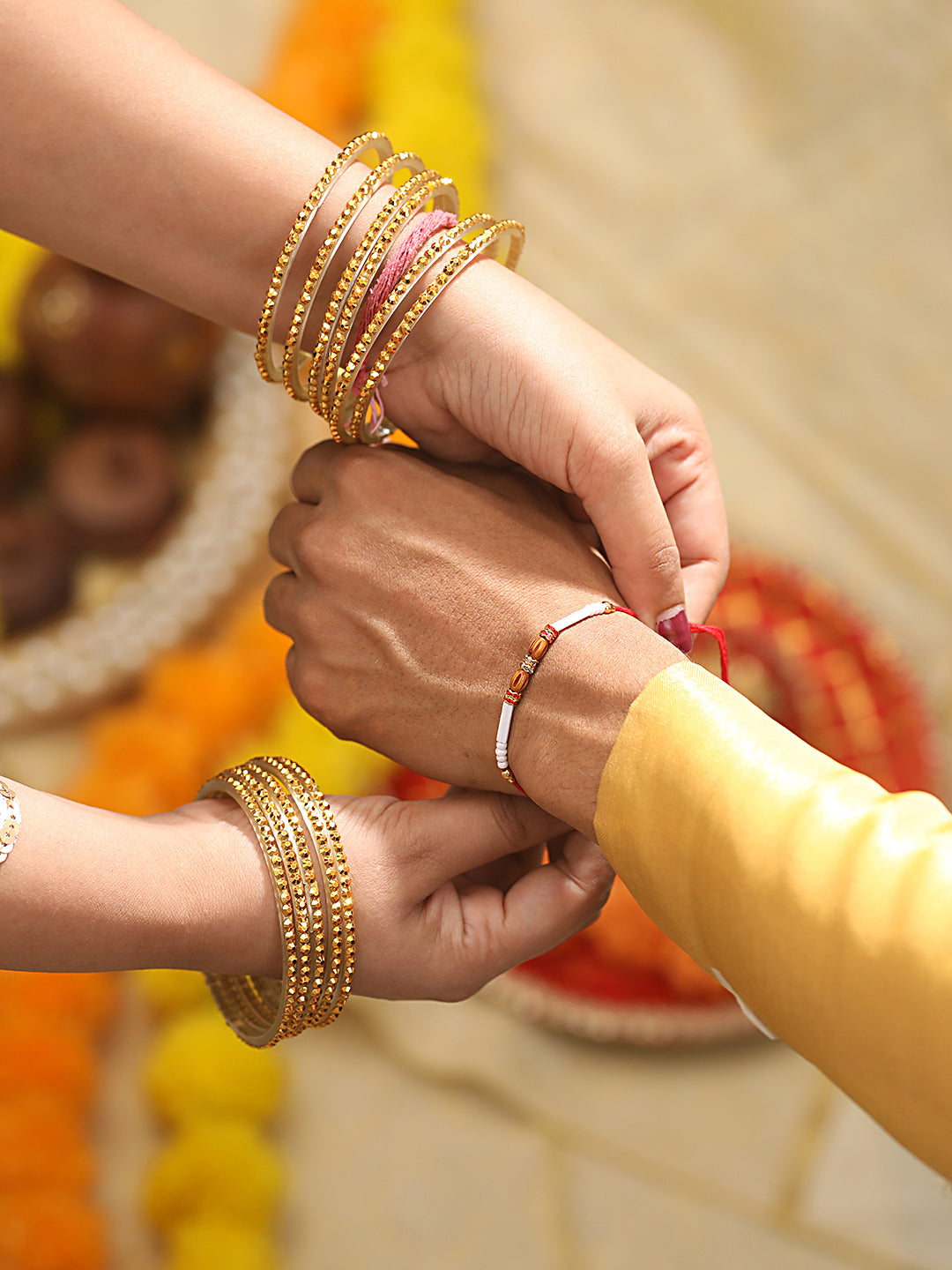 Jazz And Sizzle Set Of 2 Maroon & White Pearl Beaded Thread Rakhi With Roli Chawal