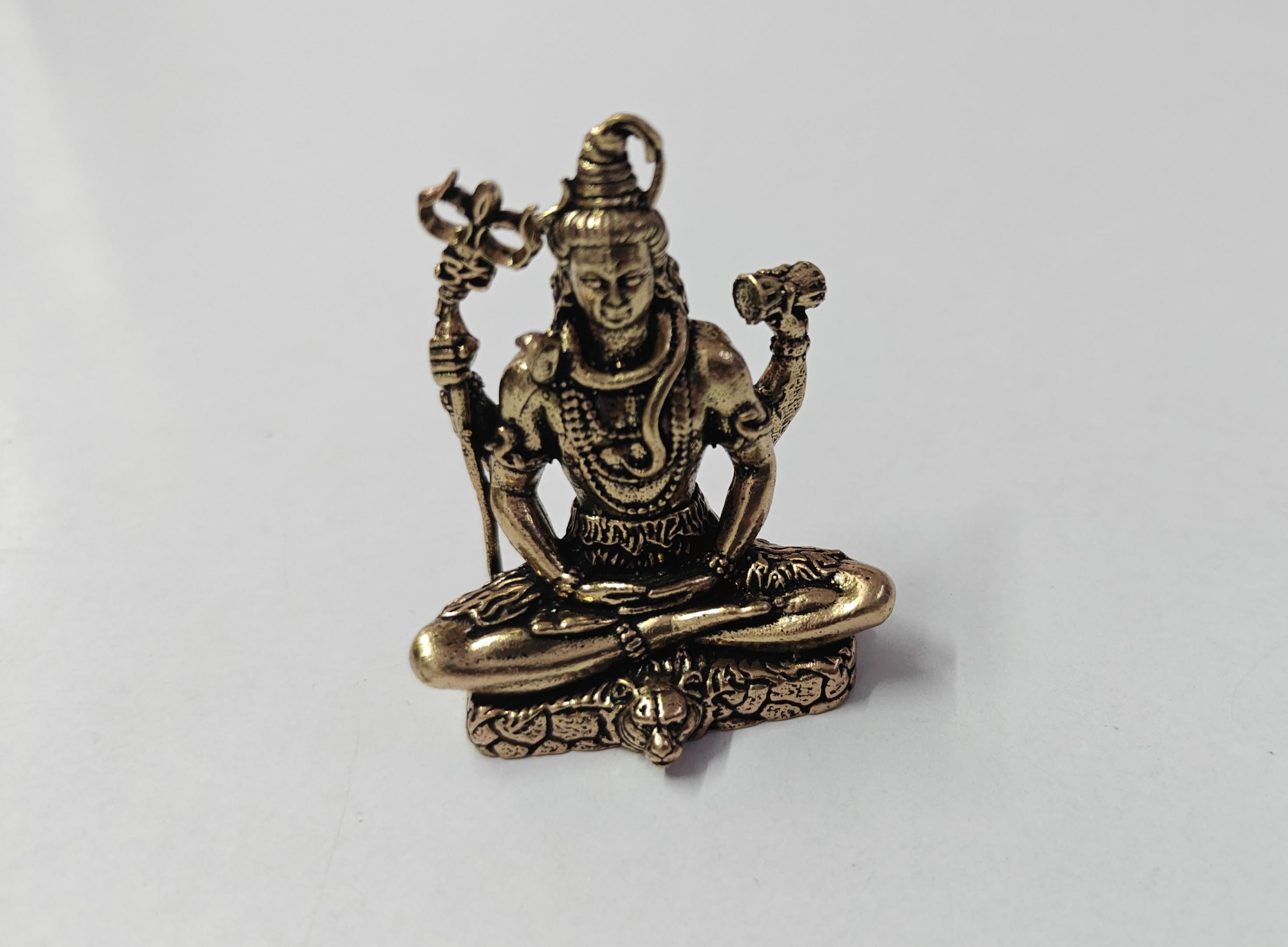Antique Gold-Toned Brass Lord Shiva Idol-JS-IDL-014