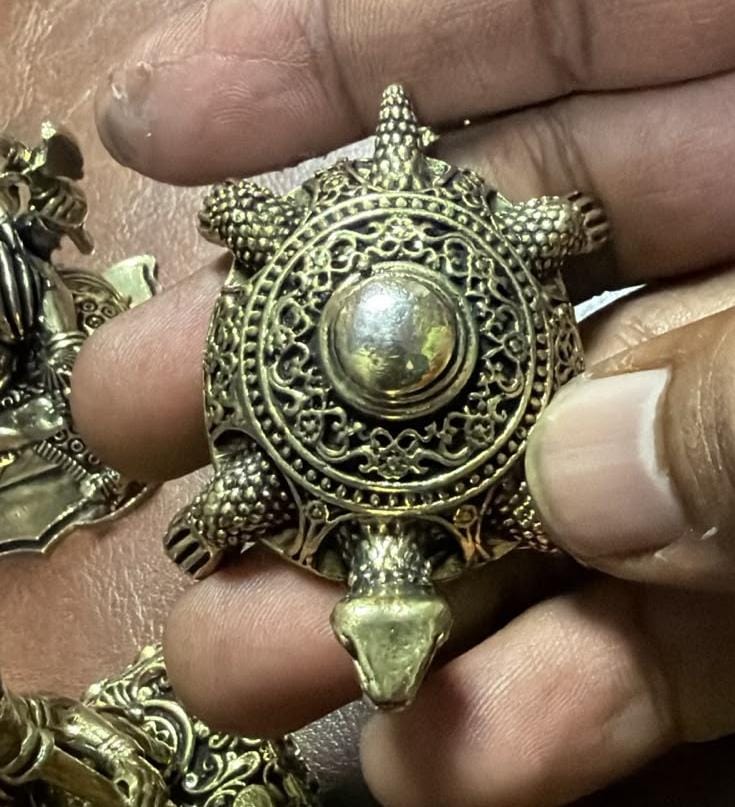 Antique Gold-Toned Brass Vastu Tortoise Idol-JS-IDL-016