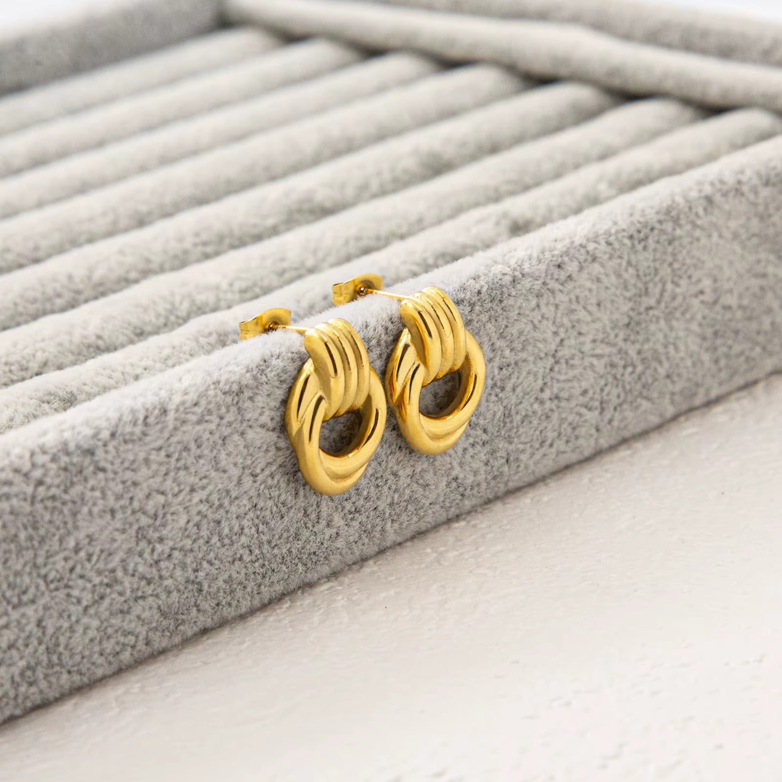 Handmade Polished Gold Stainless Steel Knotted Earrings for Women| Anti Tarnish