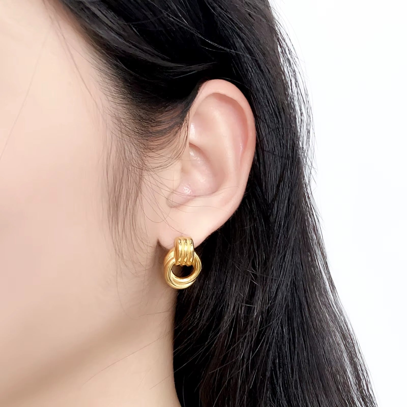 Handmade Polished Gold Stainless Steel Knotted Earrings for Women| Anti Tarnish