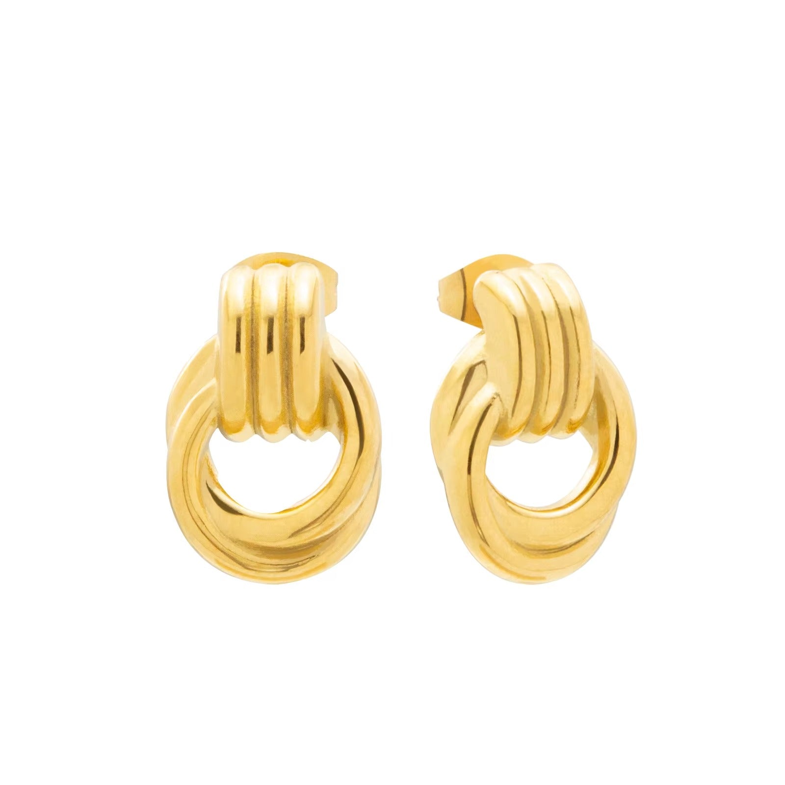 Handmade Polished Gold Stainless Steel Knotted Earrings for Women| Anti Tarnish