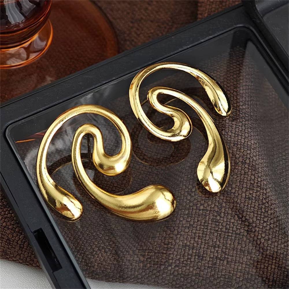 Stainless Steel Wave Drip Stud Earrings for Women Trendy Wholesale Ladies Waterproof