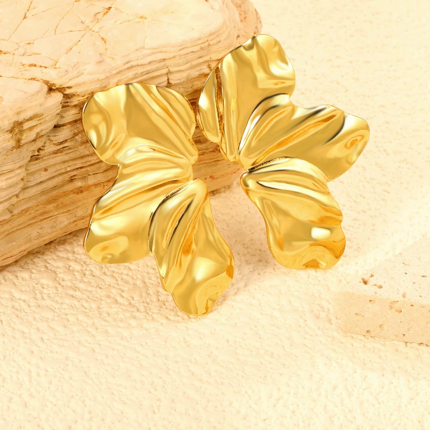 Dainty Twist Half Flower Stainless Steel Earrings Jewelry | Anti Tarnish