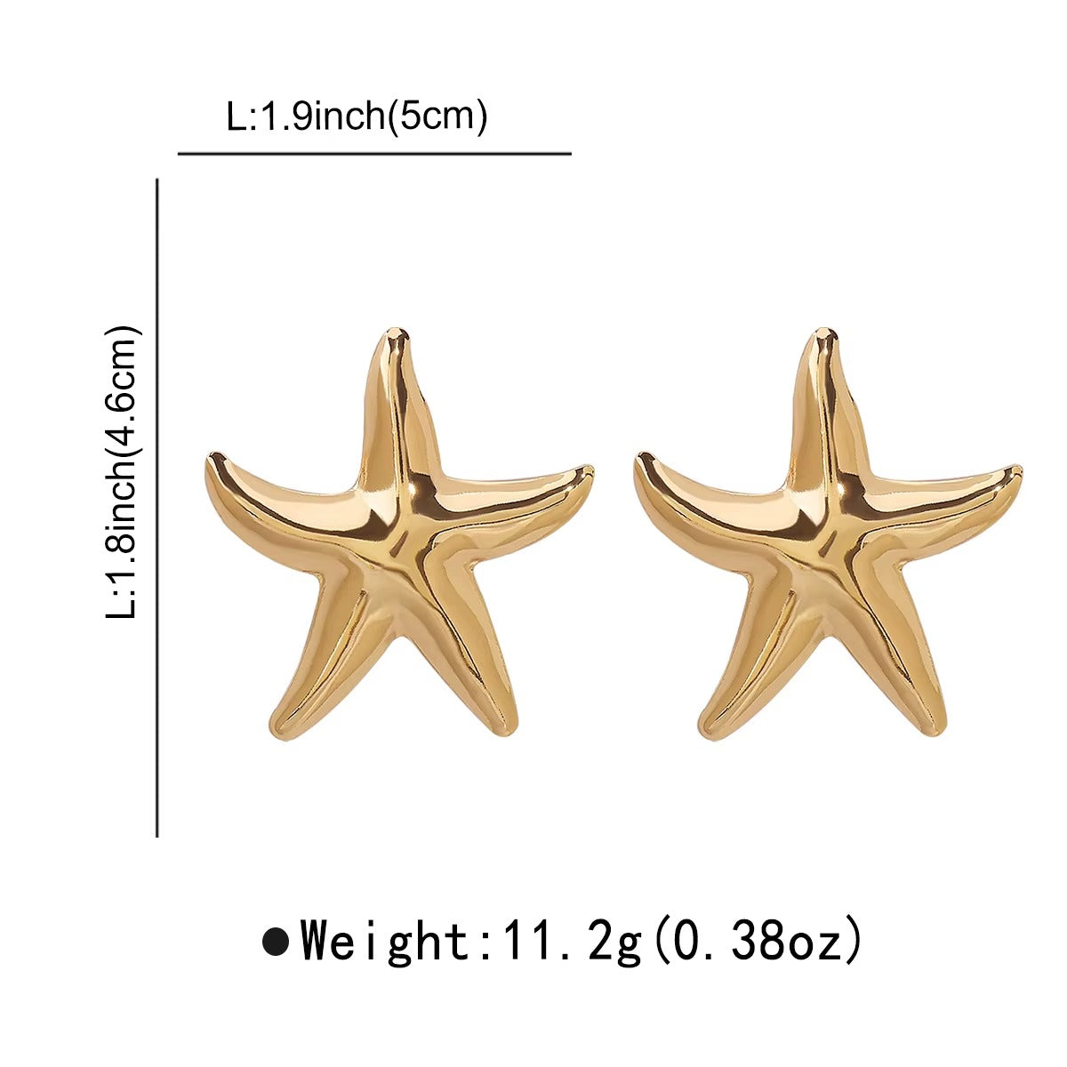 Summer Sea Wind Jewelry Glossy Metal Starfish Earrings Tropical Starfish Women Dangle Gold