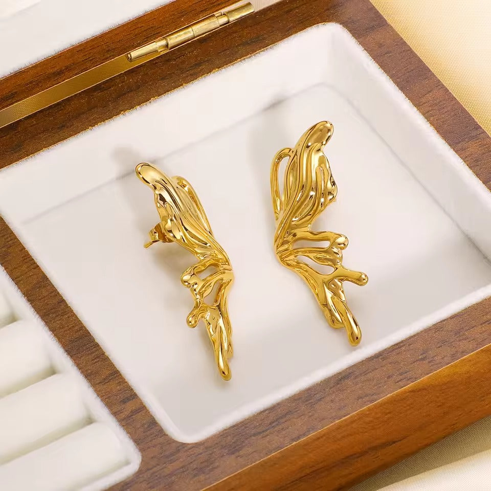 Trendy Stainless Steel Butterfly Earrings for Women Gold Plated Exquisite Pair Cute Style