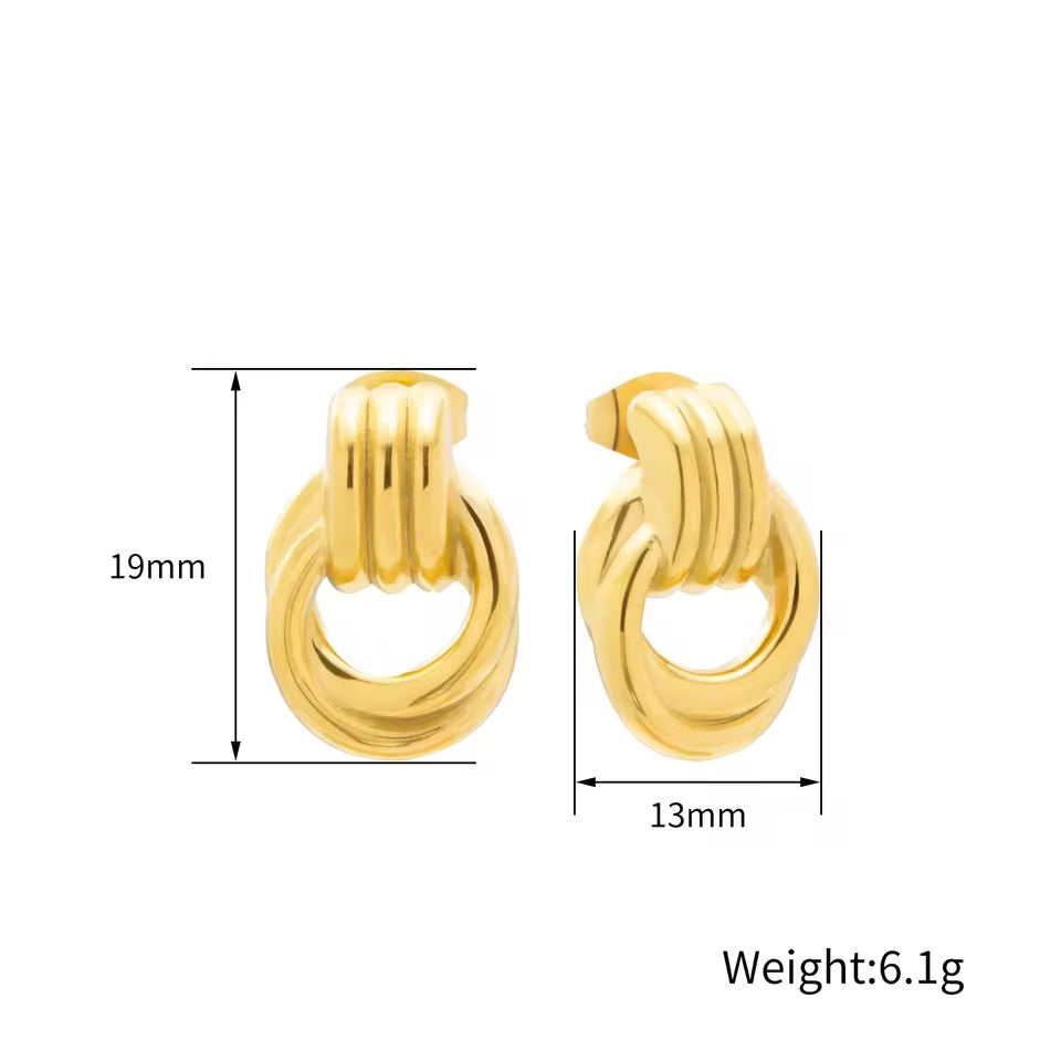 Handmade Polished Gold Stainless Steel Knotted Earrings for Women| Anti Tarnish