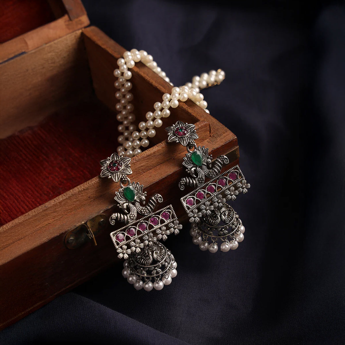 Oxidized Floral Drop Earrings,Shell Shaped Stud Earring 4IN1 for Women