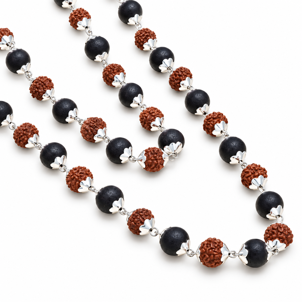 Men’s Karungali & Rudraksha Beaded Mala Necklace | JS-SNL-047