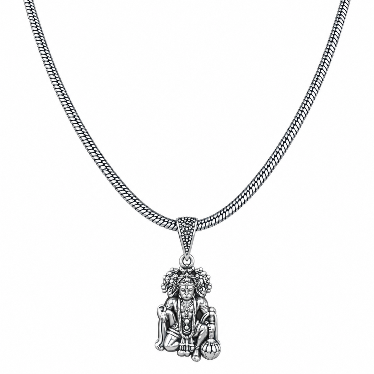 Antique Silver-Plated Divine Motif Pendant Chain-JS-SNL-026