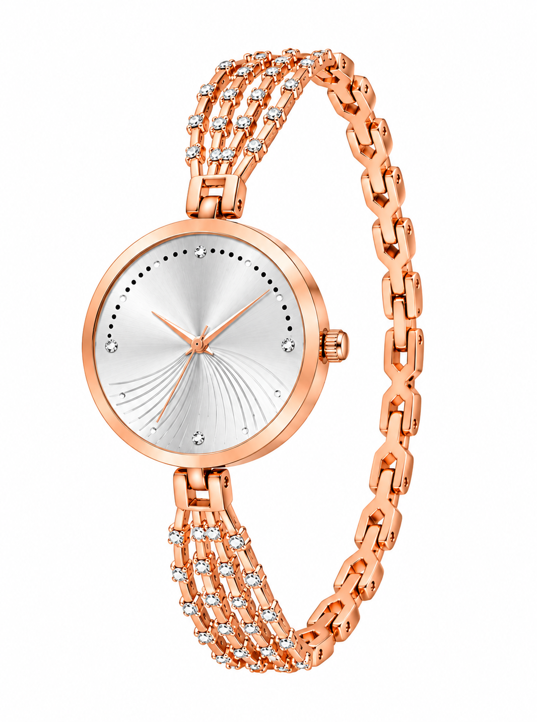 Rose Gold Crystal Bracelet Watch for Women-WJ-JS26-LD0038