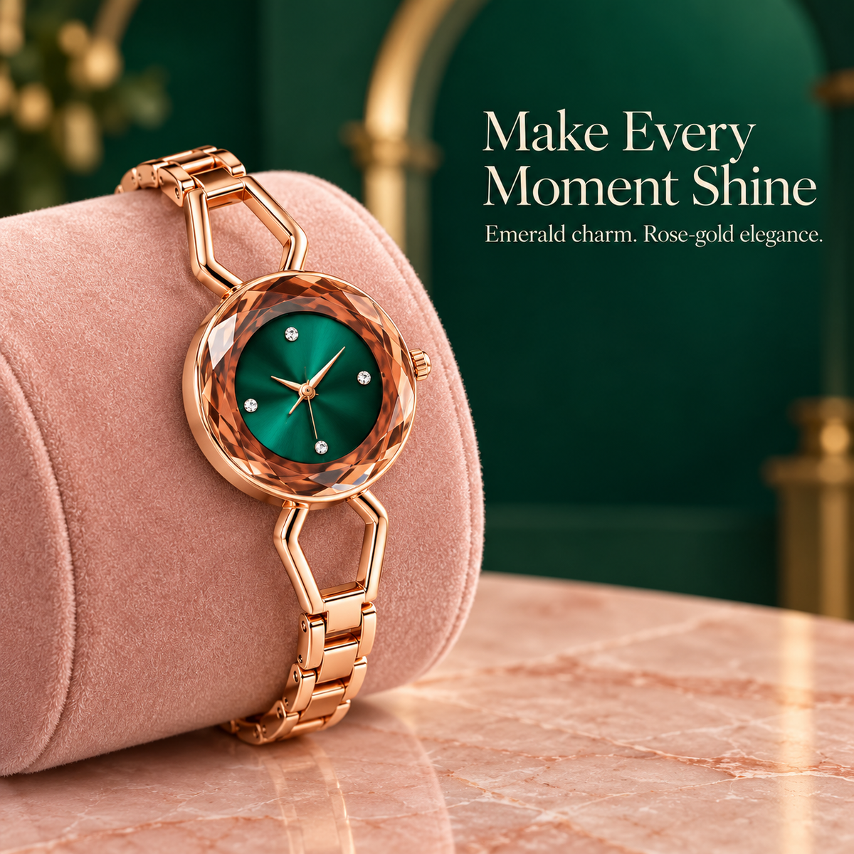 Women’s Emerald Green Dial Bracelet Watch- WJ-JS26-LD0058