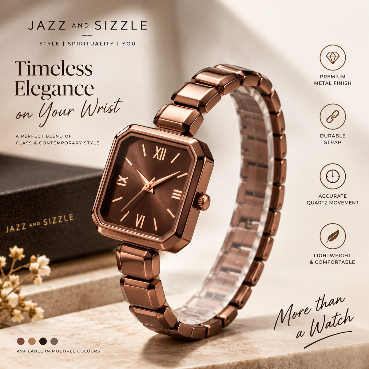 Rose Gold Luxe Square Dial Watch for Women- WJ-JS26-LD0037