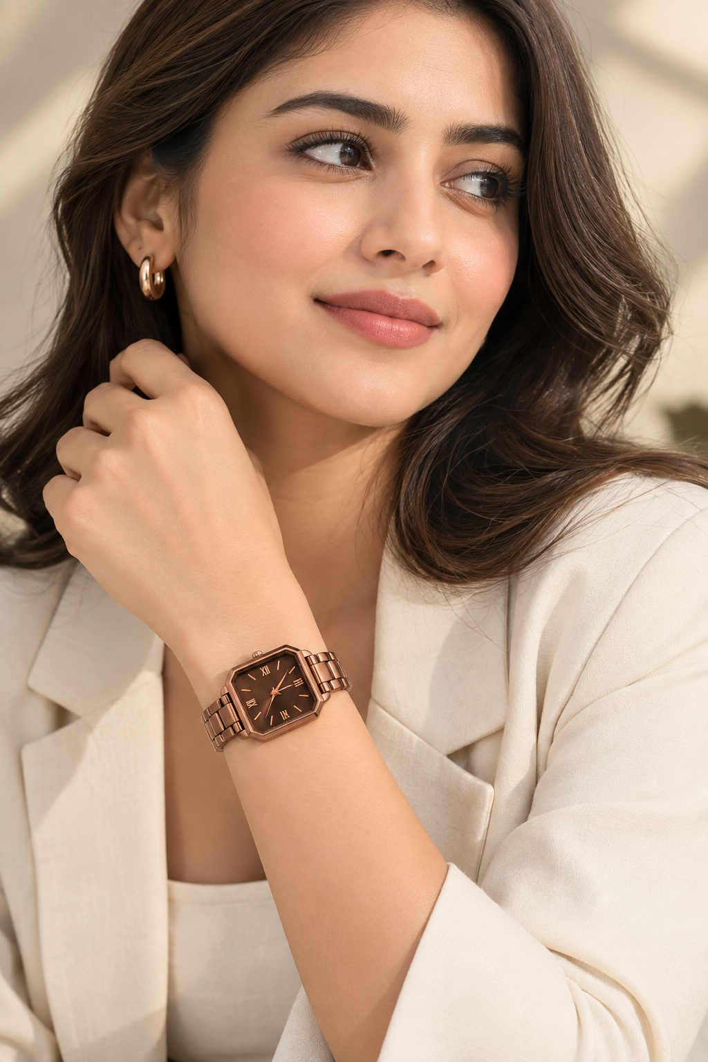 Rose Gold Luxe Square Dial Watch for Women- WJ-JS26-LD0037