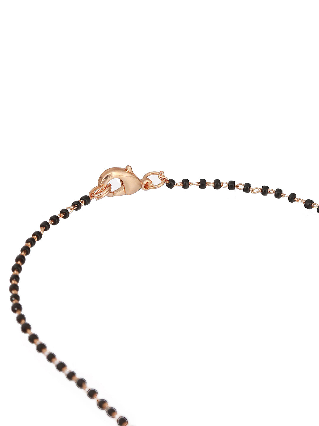 Jazz And Sizzle Black Gold-Plated Beaded & CZ-Studded The Evil Eye Pendant Mangalsutra - Jazzandsizzle