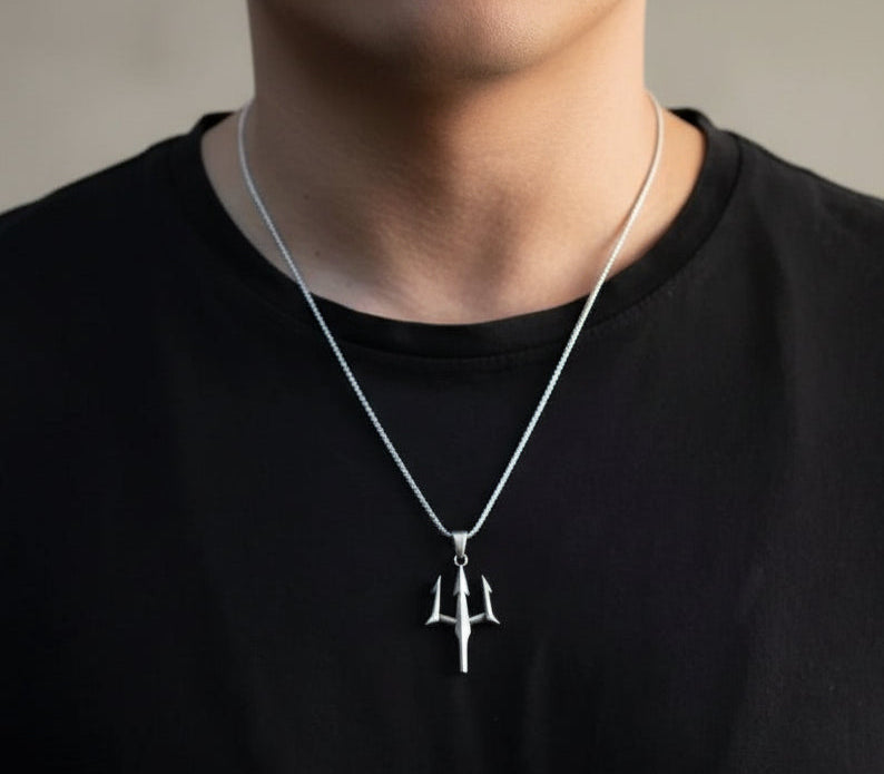 Jazz And Sizzle Trendy Trident Trishul Necklace Men Pendent & Necklace