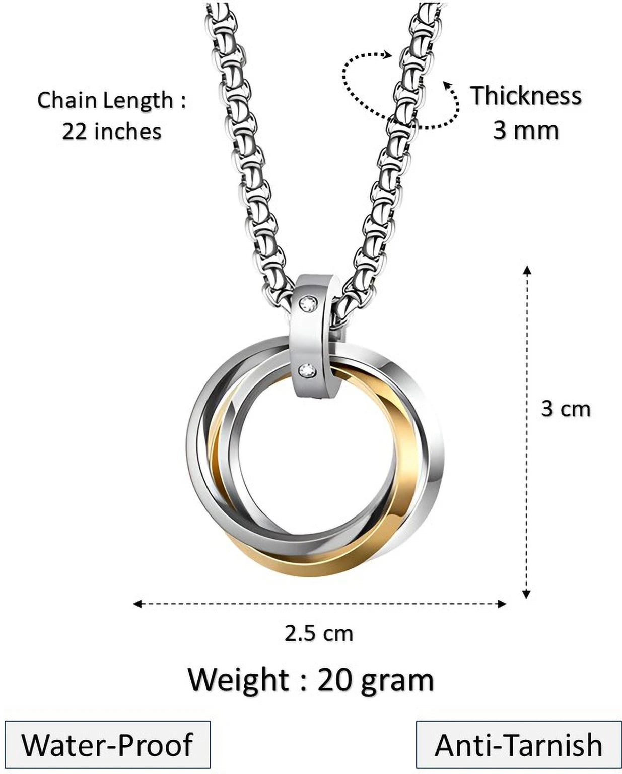 Jazz And Sizzle Trendy Interlocking-Versatile Hip-Hop Pendant Chain for Men Silver & Gold