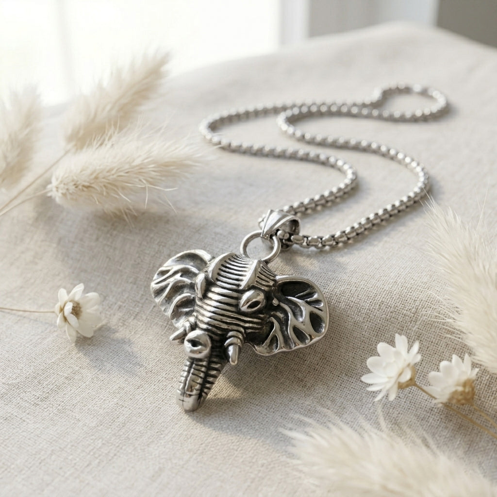 High Quality Wholesale Ivory Head Jewelry Elephant Pendant Religious Evil Spirit Ivory Men Necklace