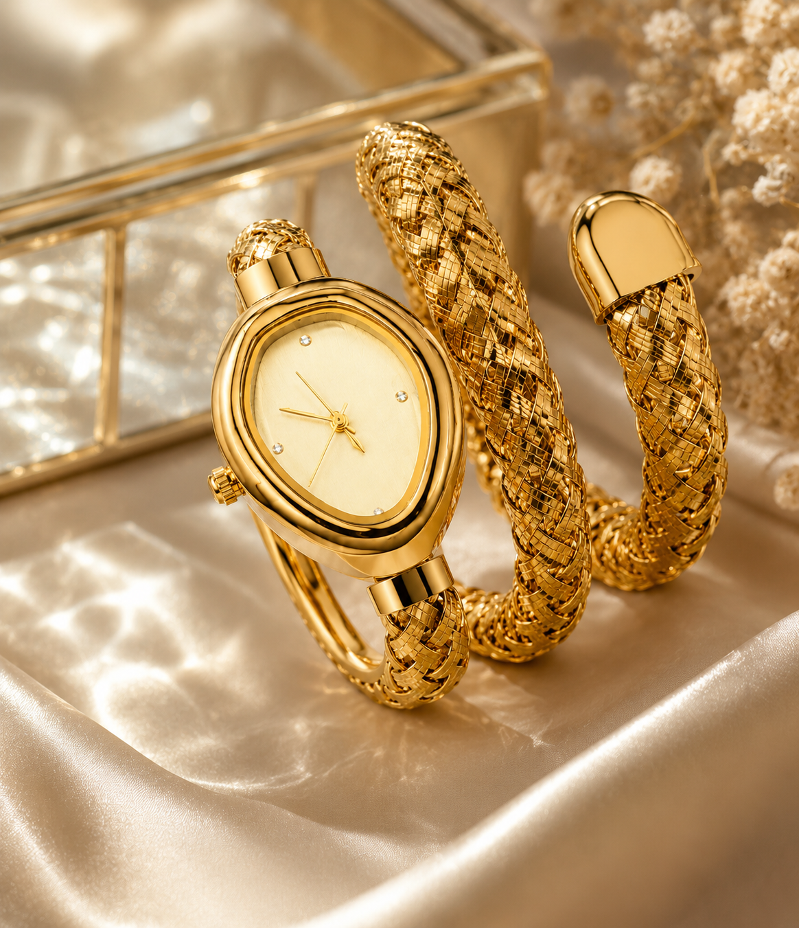 Luna Weave Gold Bracelet Watch