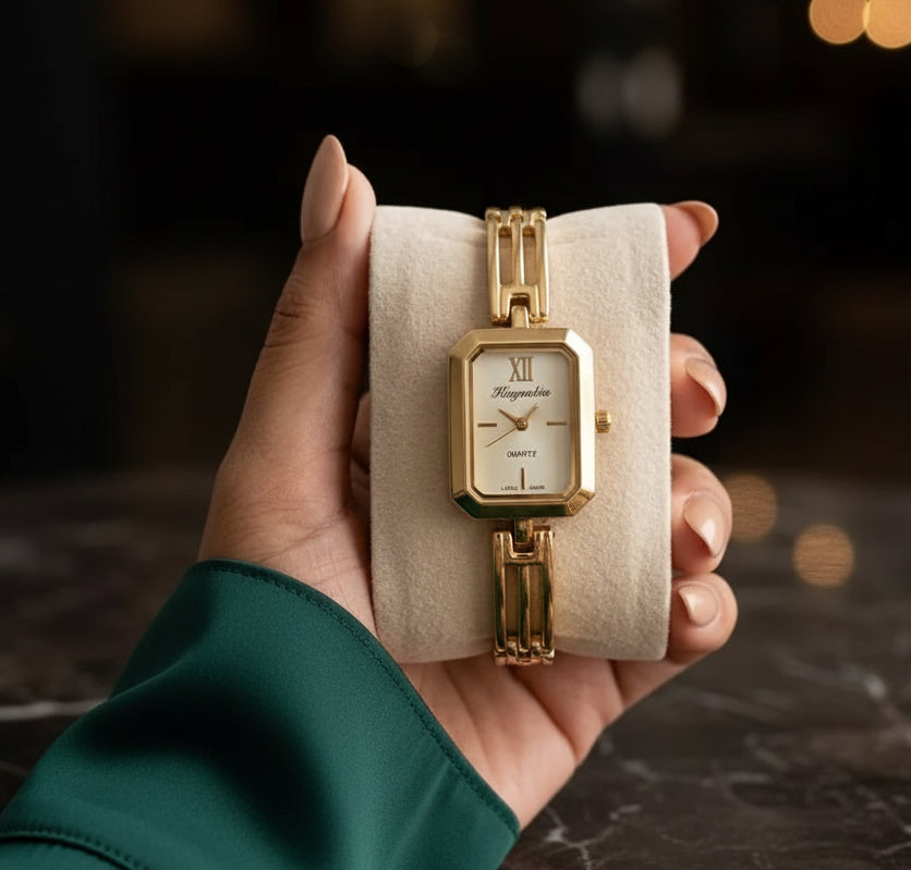 Jazz And Sizzle Vintage Gold Plated Watch | Anti-Tarnish Watch|Quartz Movement, Waterproof, Luxury Metal Bezel