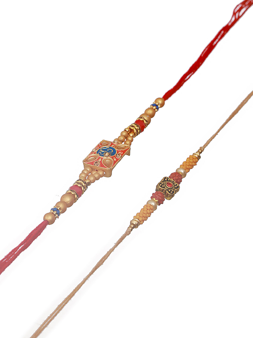 Jazz And Sizzle Set Of 2 Om & Rudraksh Spiritual Thread Rakhi With Roli Chawal