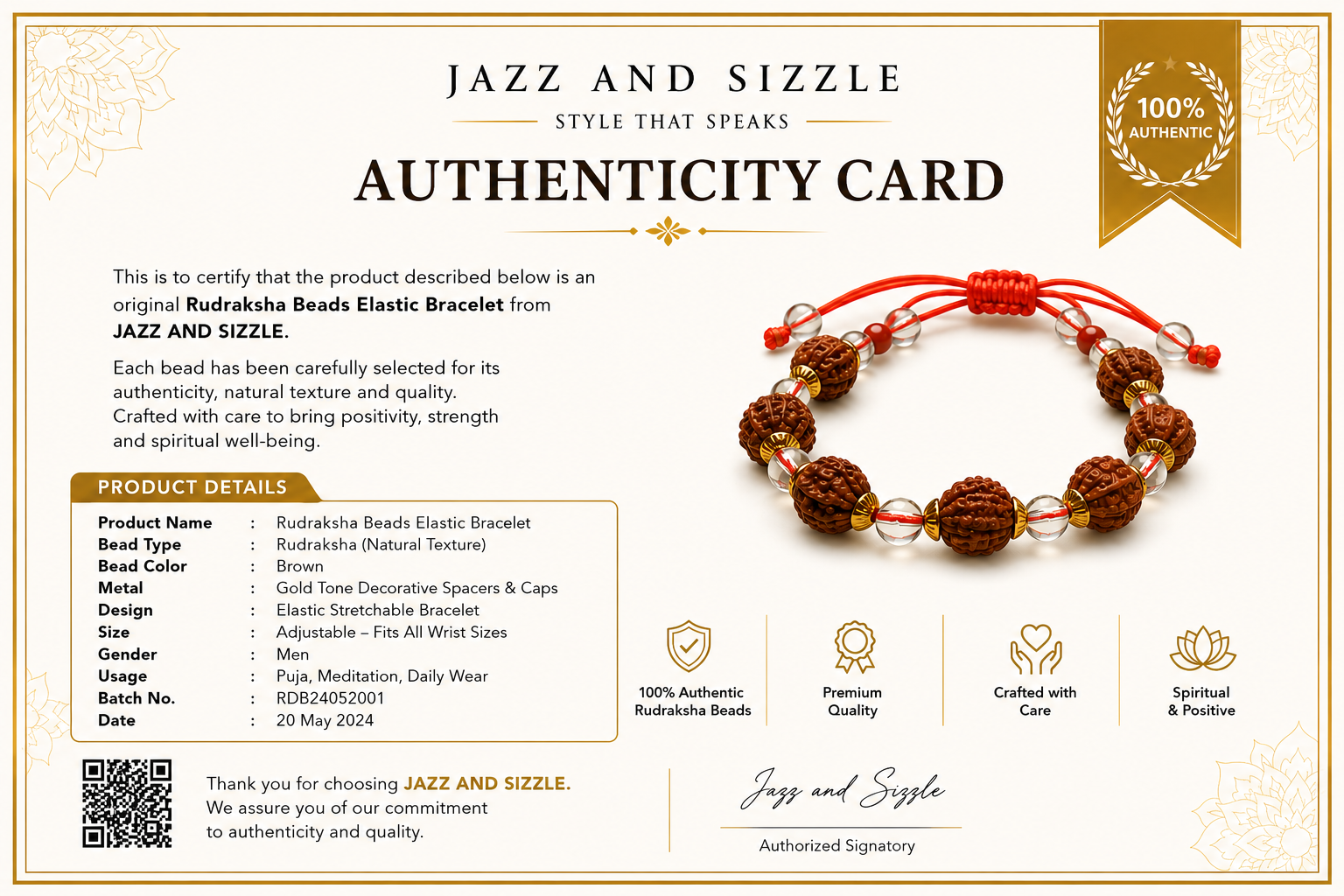 Rudraksha Beads Adjustable Bracelet for Men-JS-SBR-016