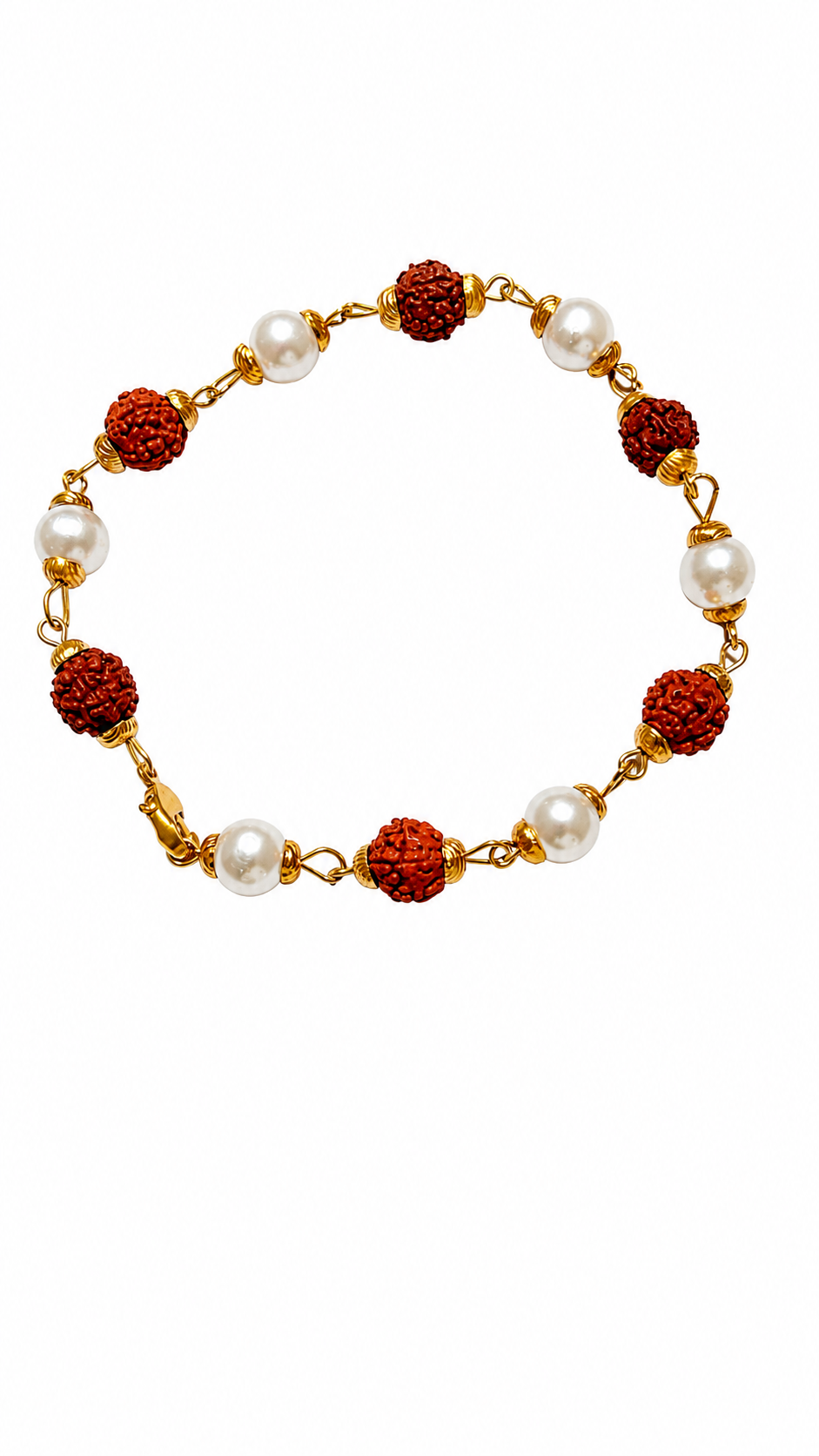 Rudraksha & Clear Crystal Beaded Bracelet for Men & Women-JS-SBR-021