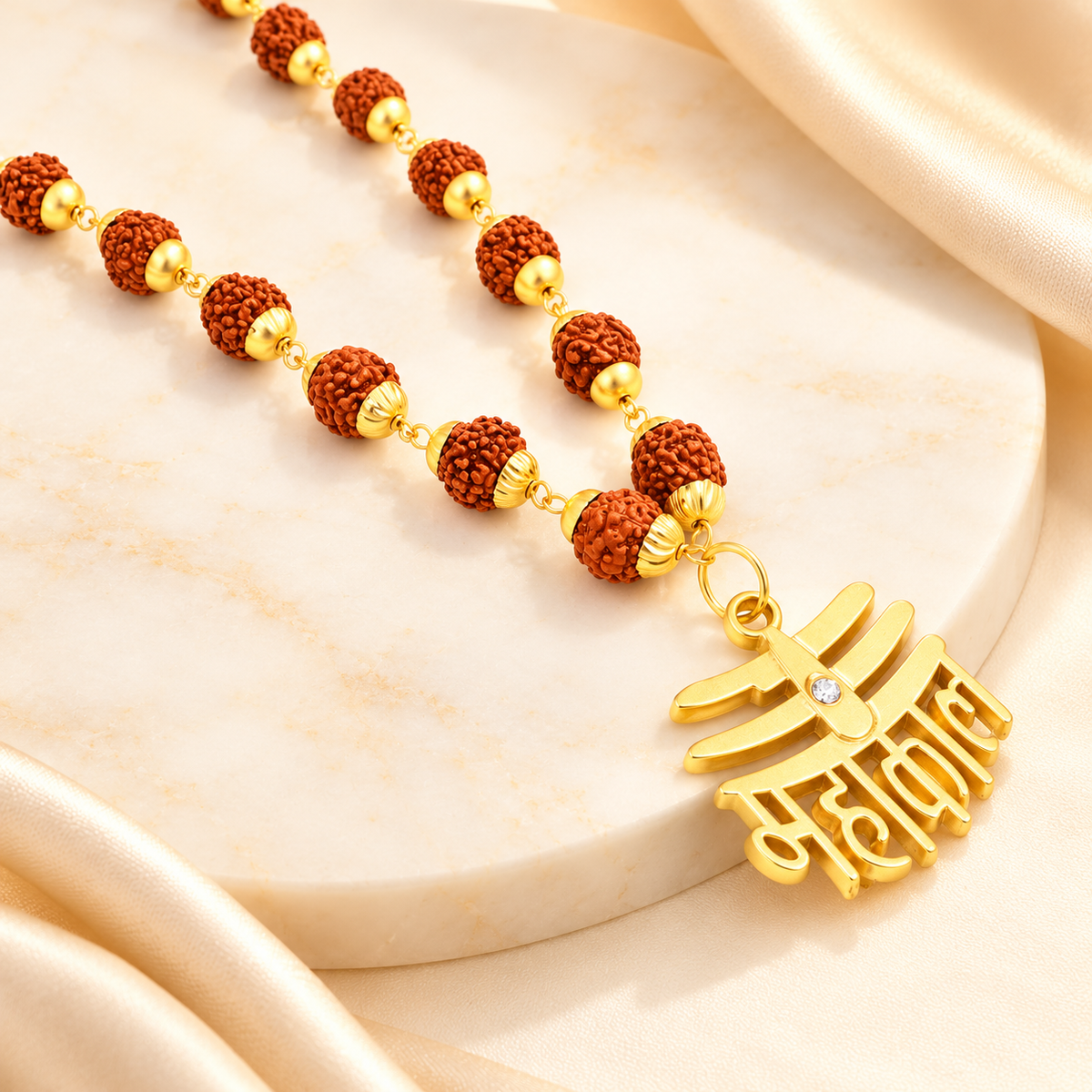 Original Rudraksha Mala with Brass Plated Mahakal Locket for Men- JS-SNL-039