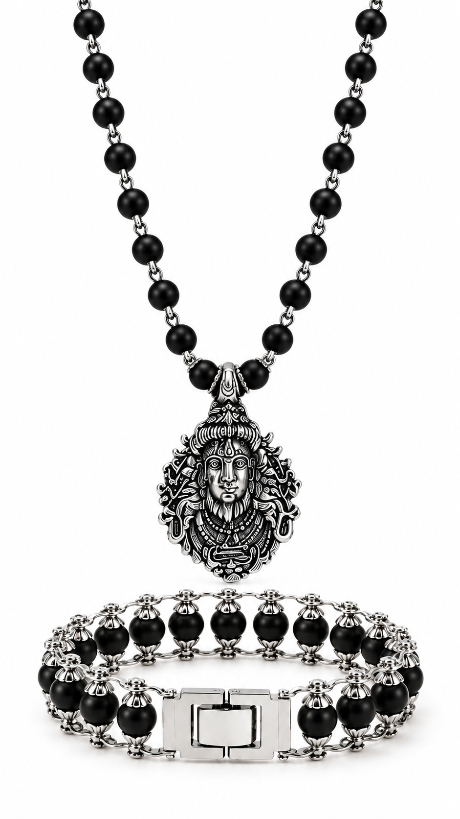 Karungali Necklace & Bracelet Combo for Men-JS-SNL-045
