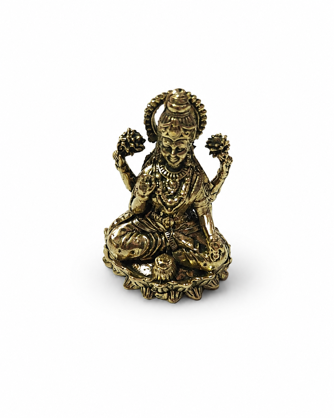 Goddess Lakshmi Brass Idol for Car Dashboard, Home Temple & Office Décor-JS-IDL-013
