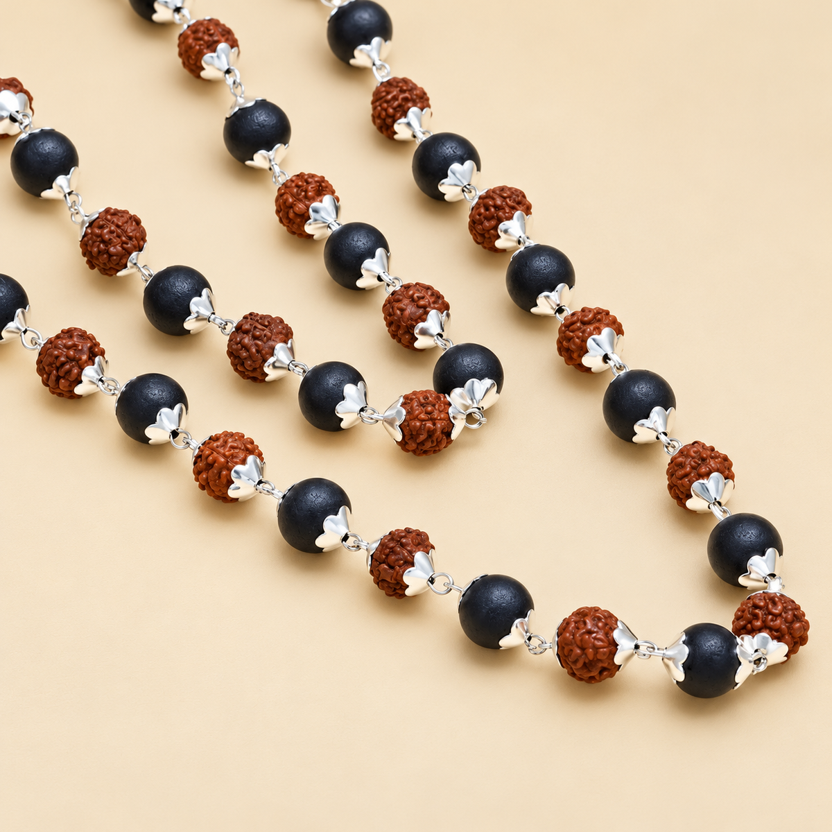 Men’s Karungali & Rudraksha Beaded Mala Necklace | JS-SNL-047