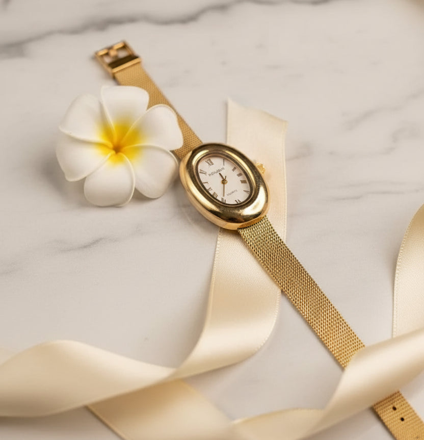 Jazz And Sizzle Gold Stylish Roman Number Dial, Quartz Movement, Waterproof, Luxury Metal Bezel (Copy)