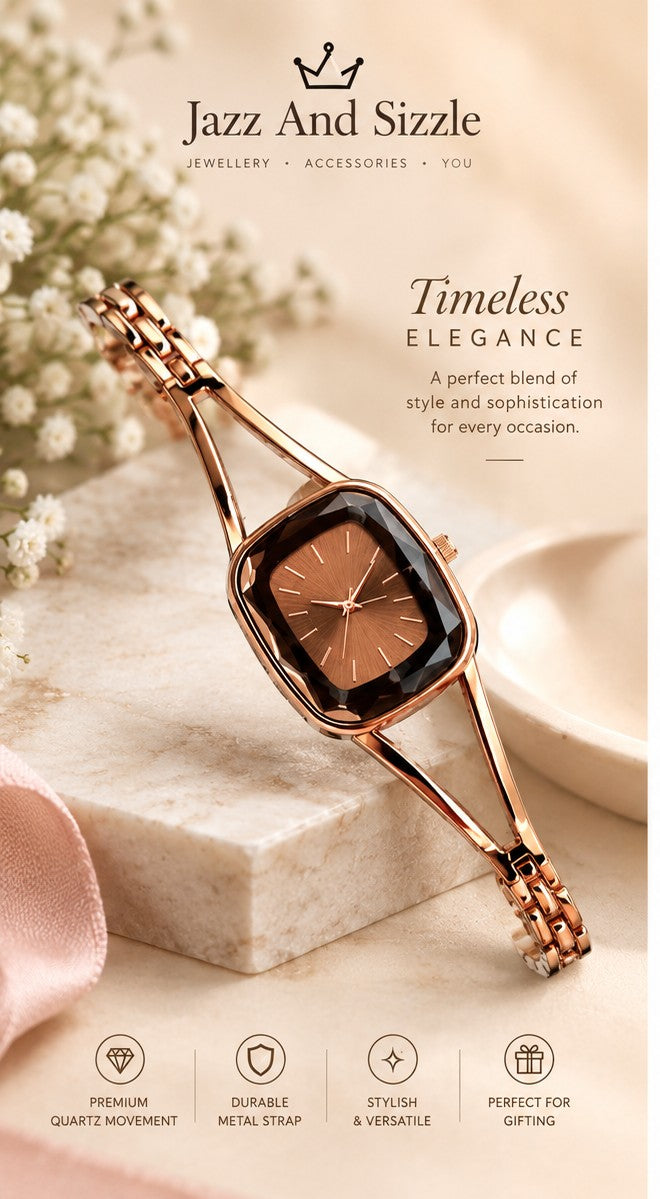 Luxury Rose Gold Dial Stainless Steel Watch for Women- WJ-JS26-LD0045